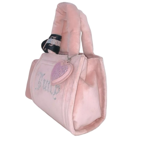 NWT Juicy Couture Velour Tote Bag & Coin Purse Pink Diamond Gift Set $99 New - Picture 3 of 10